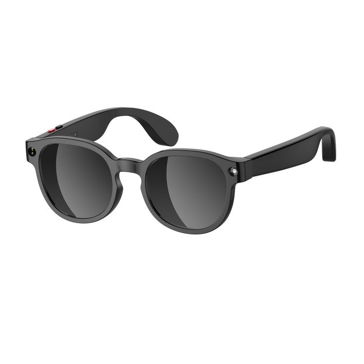 Lunettes intelligentes multifonctions NASA édition FUTURA caméra, prise de photos, enregistrement vidéo et audio, appels Bluetooth, lecture de musique, assistant vocal, transmission sans fil Wi-Fi, Monture Mat Noir Verres Graphite Modèle Unisex design