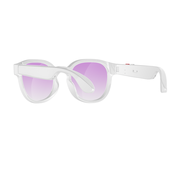 Lunettes intelligentes multifonctions NASA édition FUTURA Caméra ,prise de photos, enregistrement vidéo et audio, appels Bluetooth, lecture de musique, assistant vocal, transmission sans fil Wi-Fi, Monture Mat Blanc Verres Incolore Modèle Unisex design