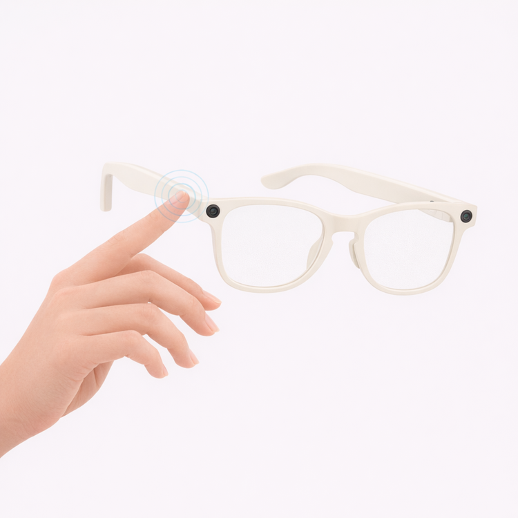 Lunettes intelligentes multifonctions NASA édition FUTURA Caméra ,prise de photos, enregistrement vidéo et audio, appels Bluetooth, lecture de musique, assistant vocal, transmission sans fil Wi-Fi, Monture Mat Blanc Verres Incolore Modèle Unisex design