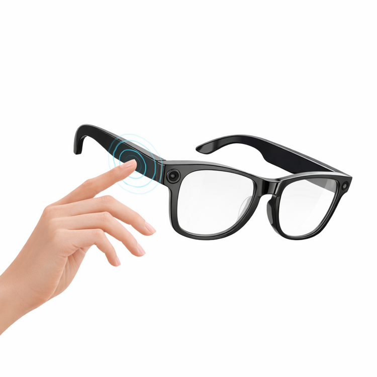 Lunettes intelligentes multifonctions NASA édition FUTURA Caméra,prise de photos, enregistrement vidéo et audio, appels Bluetooth, lecture de musique, assistant vocal, transmission sans fil Wi-Fi, Monture Mat Noir Verres Incolore Modèle Unisex design