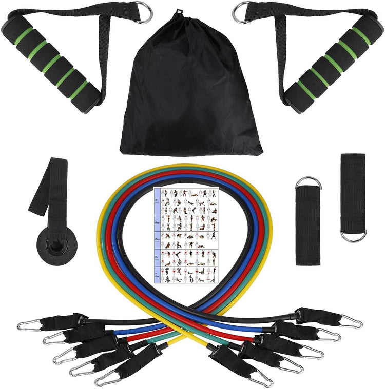 Kit de bandes SYNERFIT / tubes de résistance élastiques avec poignées + sac 14 pieces
