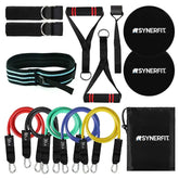 Kit de bandes SYNERFIT / tubes de résistance élastiques avec poignées + sac 14 pieces