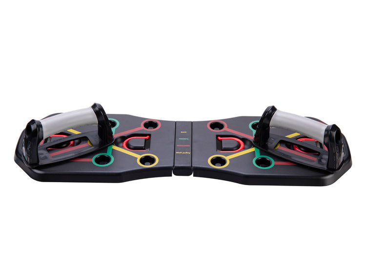 Planche de musculation SYNERFIT Push-up 9en1 avec tendeurs et poignées pliable et portable