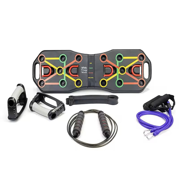 Planche de musculation SYNERFIT Push-up 9en1 avec tendeurs et poignées pliable et portable