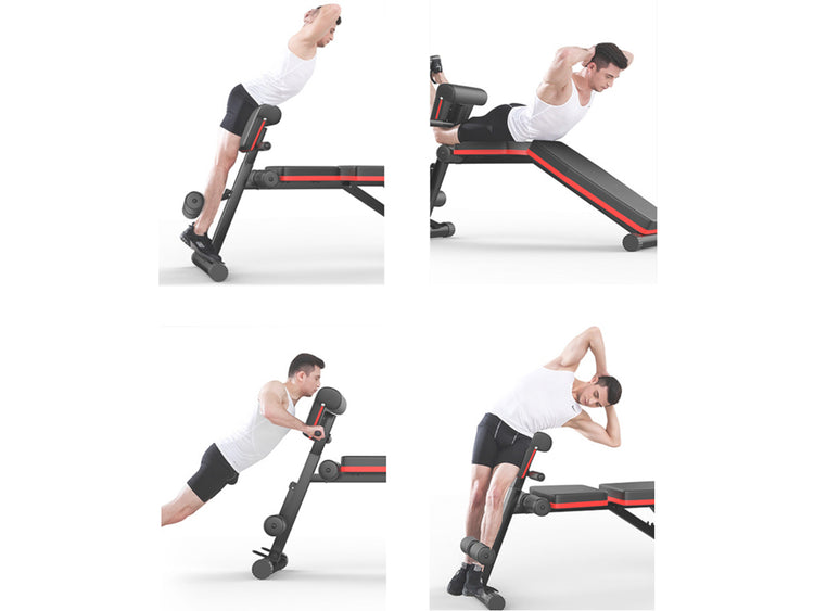 Banc de Musculation SYNERFIT Inclinable Réglable, multifonctions - entraînement complet noir et rouge