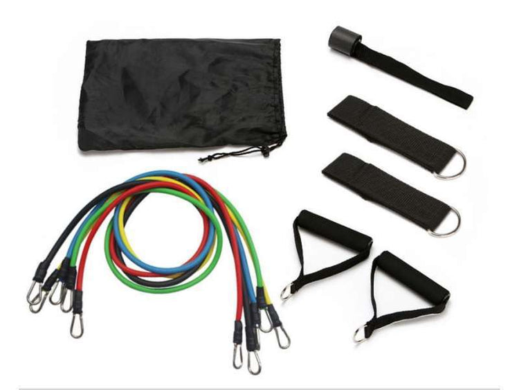 Kit de bandes résistance fitness SYNERFIT avec 11 pièces - sport - poignées, ancre, sangle de cheville, sac de transport