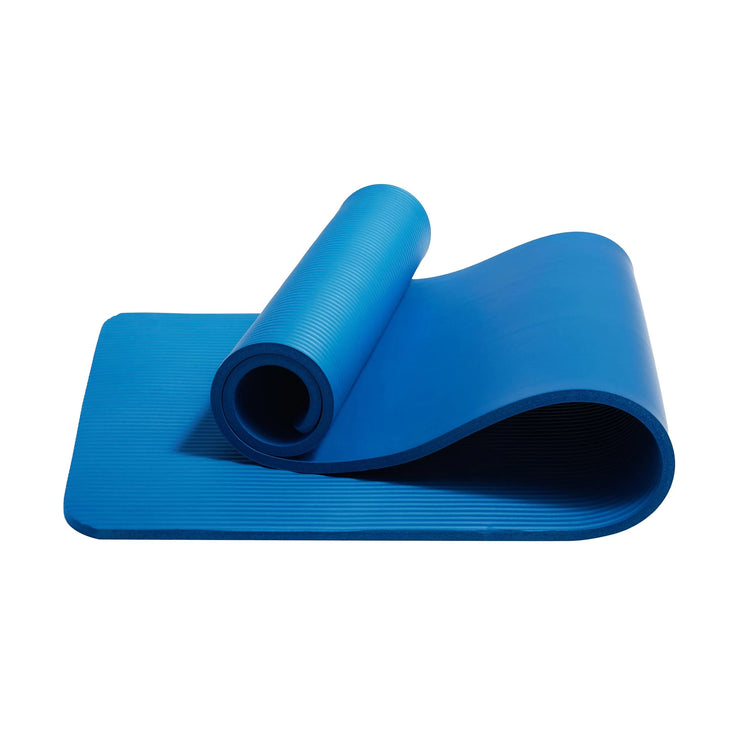 SYNERFIT Kits de Yoga 5 en 1 inclus Tapis de yoga , serviette, balle de yoga, brique de yoga, fitness band, EVA haute densité inlcus sac de transport .Modéle Yoga fit colorie Bleu