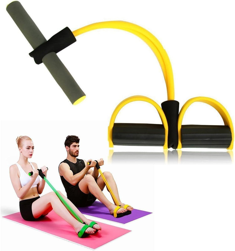 SYNERFIT Élastique de fitness avec poignée - Bande de résistance - poignées 4 Tubes en latex colorie noir et jaune