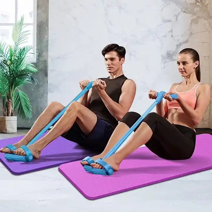 SYNERFIT Élastique de fitness avec poignée - Bande de résistance - poignées 4 Tubes en latex colorie noir et jaune