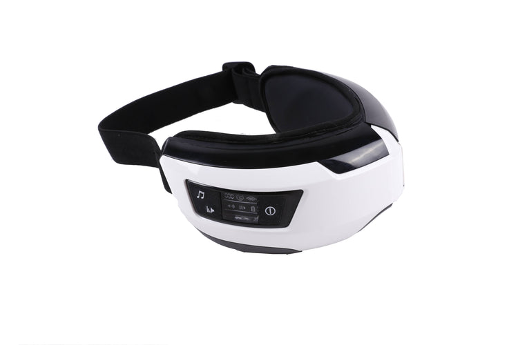 SYNERFIT Appareil de massage oculaire avec fonction chauffante et lecture audio - Modèle Serenity colorie Blanc et Noir