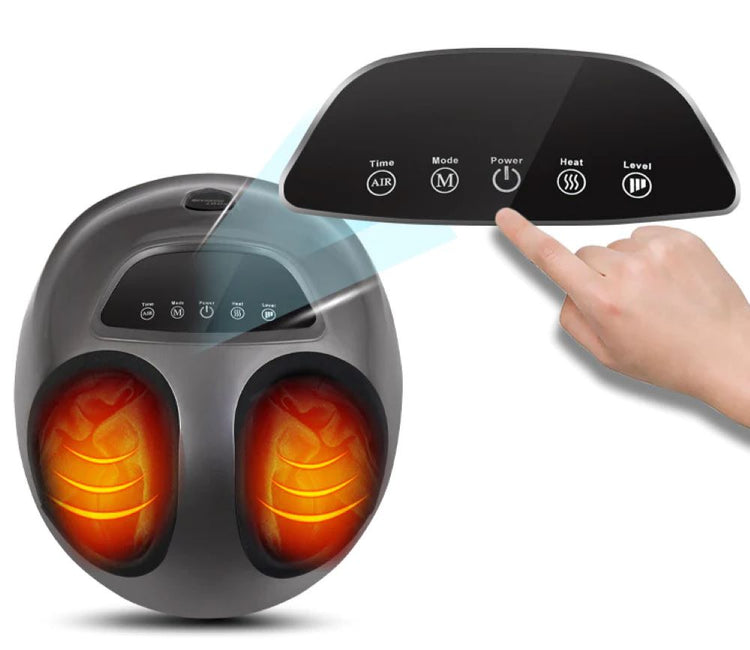 SYNERFIT Appareil de massage des pieds avec fonction chauffante et compression d'air à commande tactile - Modèle Jacuzzi colorie Noir