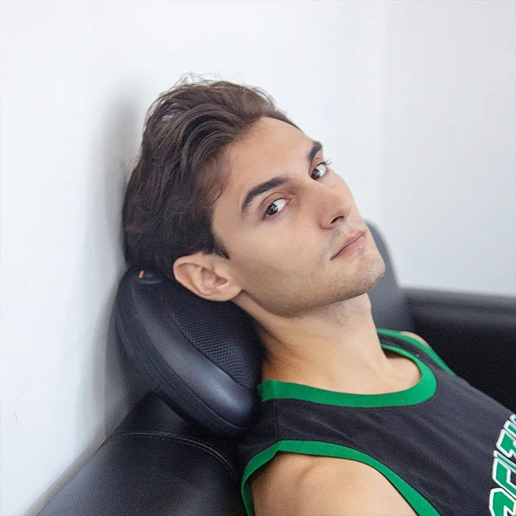 SYNERFIT Coussin de massage Shiatsu thermique 4 vitesses,8 têtes de massage- Modèle Balnéa colorie Noir