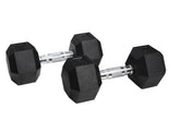 Paire d'haltères hexagonaux monobloc manche chromé et moleté 2x3Kg
