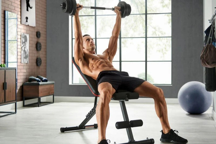 Banc de musculation SYNERFIT pliable multifonction entraînement complet noir et rouge modèle COBRA