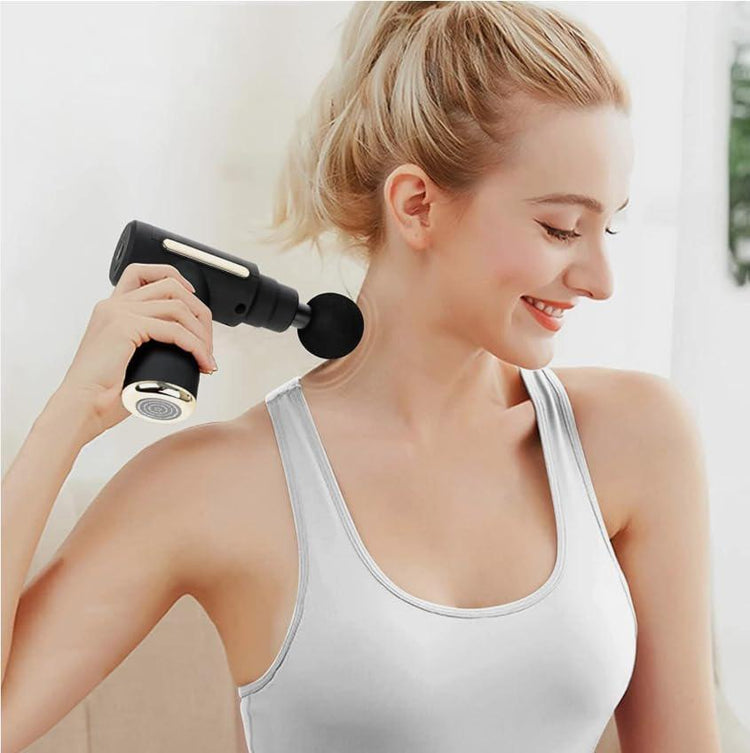 Pistolet de Massage Musculaire SYNERFIT 6 vitesses réglables 6 têtes de massage modèle Smart Gun colorie Noir