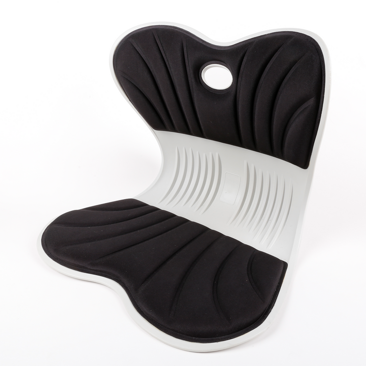 Coussin de siège SYNERFIT en mousse à mémoire de forme de L intégré avec soutien lombaire, coussin de chaise de bureau orthopédique ergonomique modèle Celia colorie Noir écru