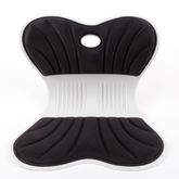 Coussin de siège SYNERFIT en mousse à mémoire de forme de L intégré avec soutien lombaire, coussin de chaise de bureau orthopédique ergonomique modèle Celia colorie Noir écru
