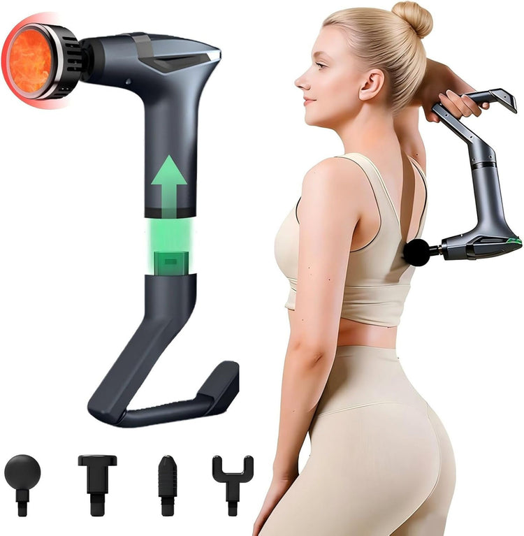 Pistolet de Massage Musculaire SYNERFIT 6 Vitesses Réglables 3 en 1 masseur dos et cervicales poignée amovible,modéle Move Gun colorie Gris