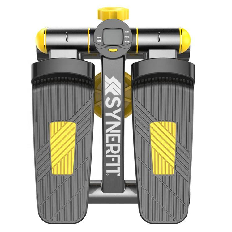 Stepper SYNERFIT pour l'Entraînement à Domicile Hauteur des Pédales et Résistance Réglables Écran LED nombre de pas, calories, temps Câbles Robustes Capacité de Charge Jusqu'à 150 kg modèle TREXFIT colorie Noir/Jaune