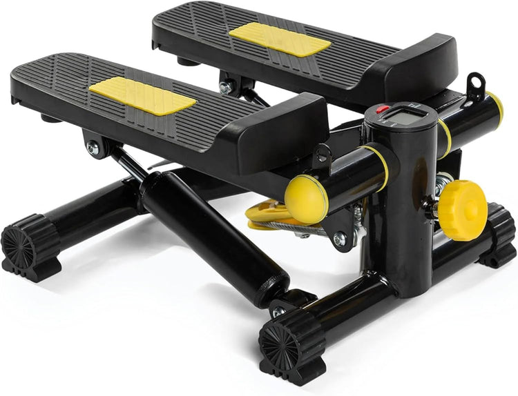 Stepper SYNERFIT pour l'Entraînement à Domicile Hauteur des Pédales et Résistance Réglables Écran LED nombre de pas, calories, temps Câbles Robustes Capacité de Charge Jusqu'à 150 kg modèle TREXFIT colorie Noir/Jaune
