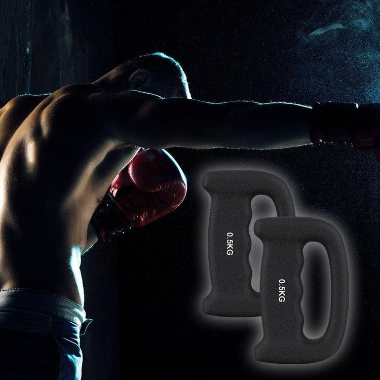 Paire de Petits Haltères SYNERFIT , Porteurs de Poids, Entraînement par Frappe, Course à Pied & Entraînement de Boxe en Fer poids 0,5KG unité colorie Noir