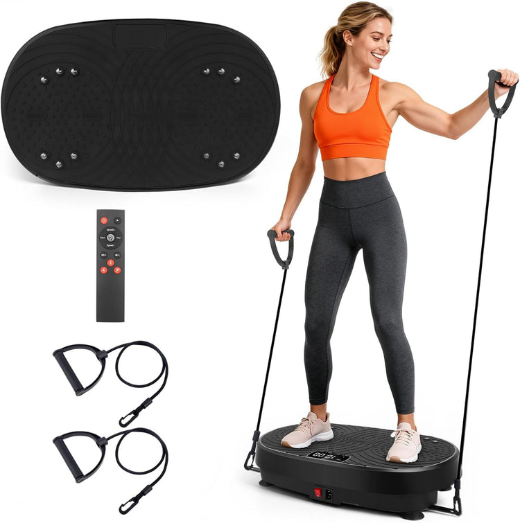 Plateforme vibrante SYNERFIT de remise en forme modèle Powerfit 53 x 32 x 100 cm avec poignée colorie Noir