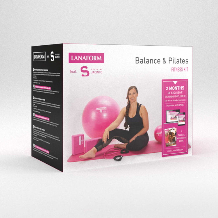 LANAFORM by SYNERFIT Kit d’accessoires fitness inclus 1 grande balle de gymnastique, 1 petite balle de gymnastique, 1 élastique de résistance, 2 briques de yoga