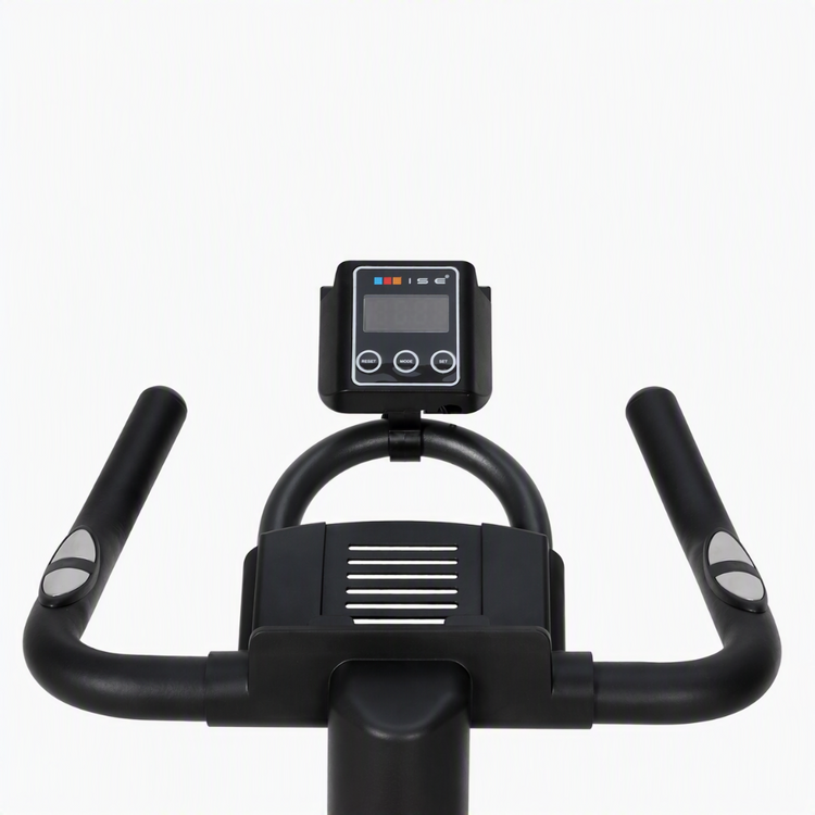 Vélo de biking SYNERFIT -Volant d'inertie de 8kg. Transmission par courroie. Modèle ISE-BIKE couleur Gris et Noir