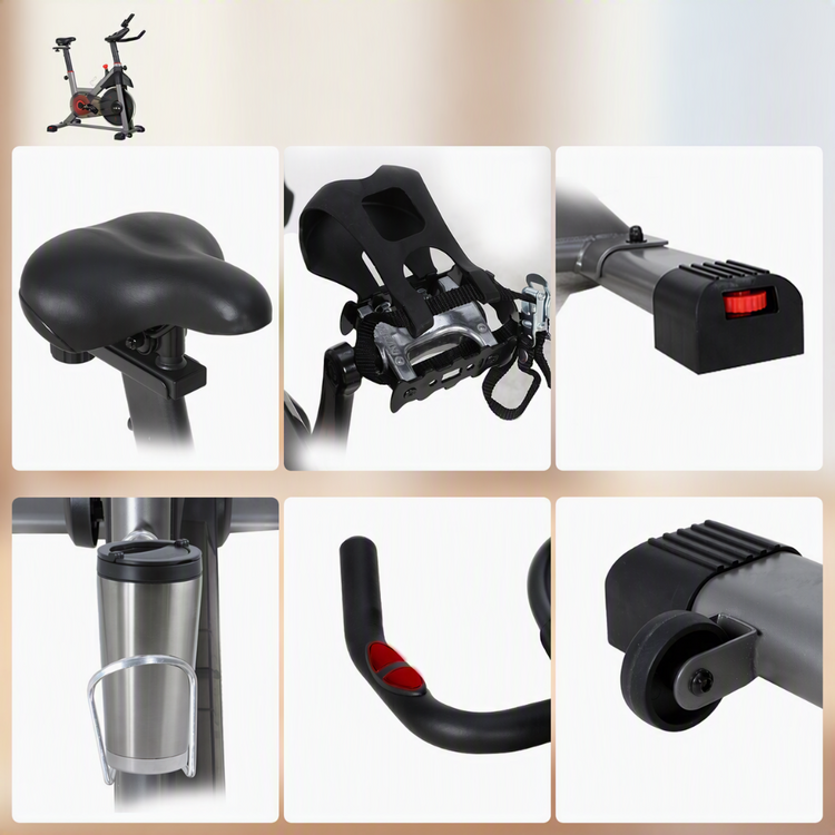Vélo de biking SYNERFIT -Volant d'inertie de 8kg. Transmission par courroie. Modèle ISE-BIKE couleur Gris et Noir