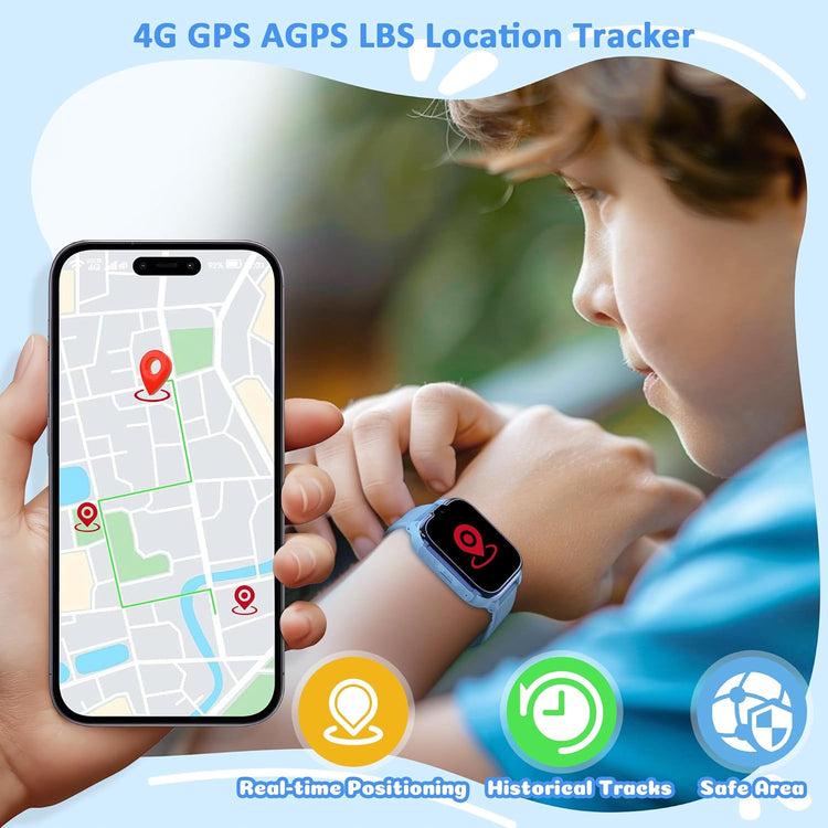 Montre connectée 4G GPS Kids MANIA - Inclus carte SIM .Positionnement GPS+LBS+WiFi avec l'Application SeTracker2