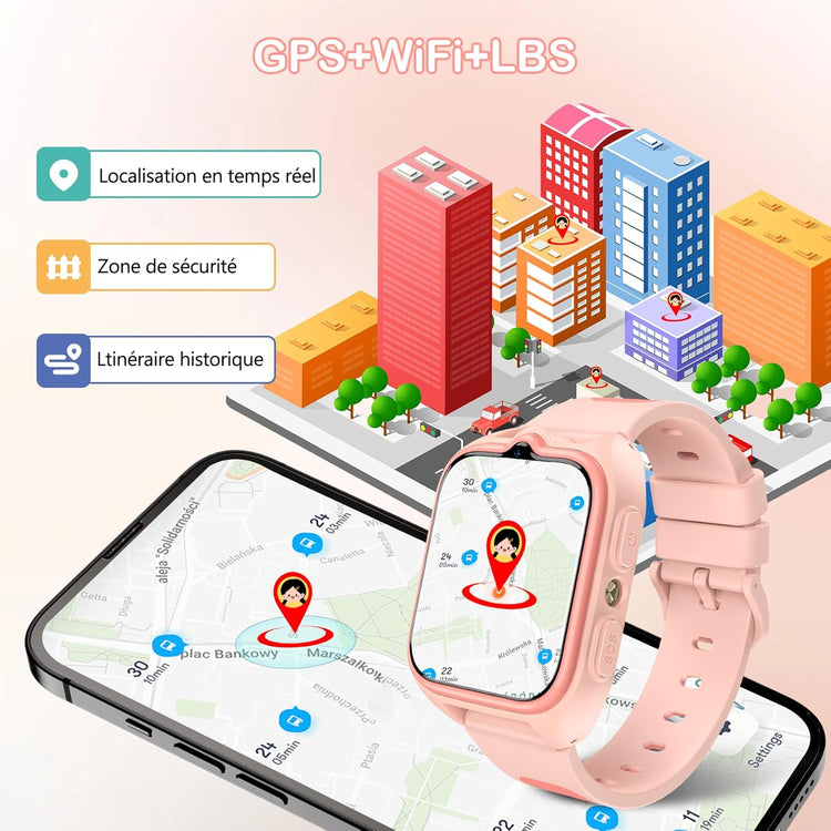 Montre connectée 4G GPS Kids MANIA .Positionnement GPS+LBS+WiFi Coloris ROSE