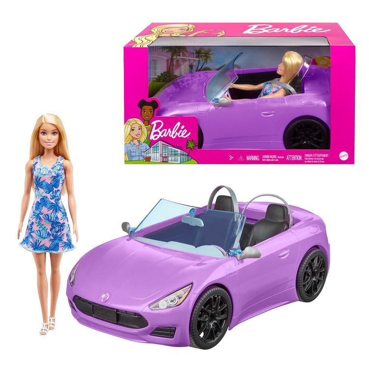 MATTEL Poupée Barbie et sa voiture décapotable