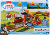 Fisher Price Thomas et Ses Amis Coffret Lancement de tonneaux motorisé avec Locomotive motorisée Classique et Wagon de Chargement, 5,5 mètres de Piste