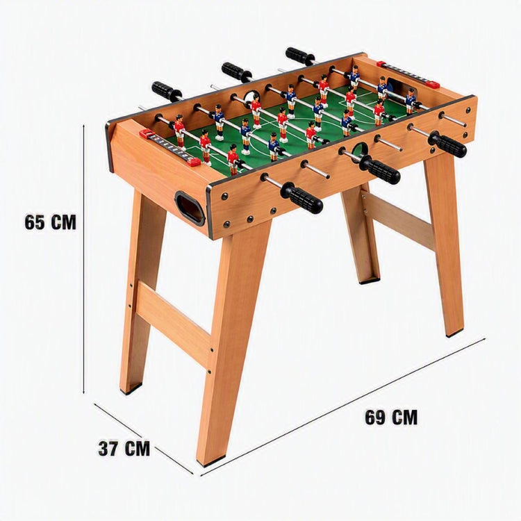 TACHAN Babyfoot Équipé de 18 joueurs et de 2 balles pour jouer immédiatement. Dimensions: 69 x 36,5 x 65 cm Matériau: MDF haute qualité
