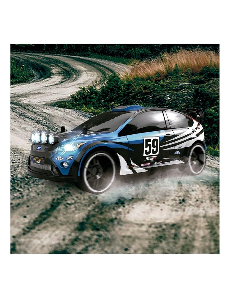 TACHAN R/C Voiture de rallye extrême radiocommandée Échelle : 1:16 2,4 GHz 28cm x 11cm x 14cm Couleur Bleu Noir