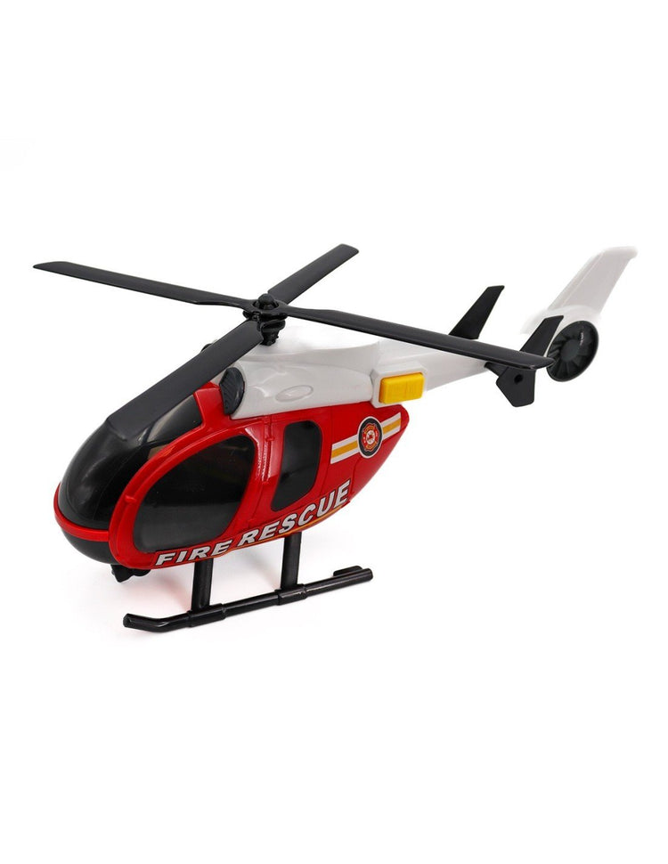 TACHAN set d ́hélicoptère et voiture de police avec gyrophares et effets sonores City Heroes ! à l ́échelle 1:14 couleur Rouge