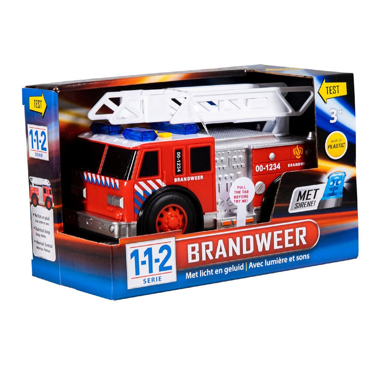 112 Camion de pompiers avec son et lumière 18 x 8 x 10,5 cm - petite voiture - véhicules de secours