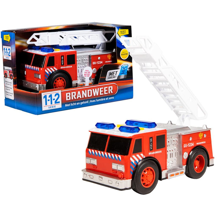 112 Camion de pompiers avec son et lumière 18 x 8 x 10,5 cm - petite voiture - véhicules de secours