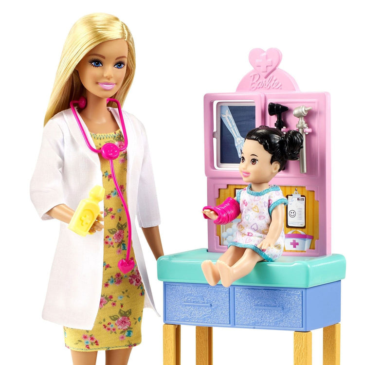 Coffret Métier Barbie Docteure Avec Poupées Barbie Et Patiente, Et Accessoires Médicaux