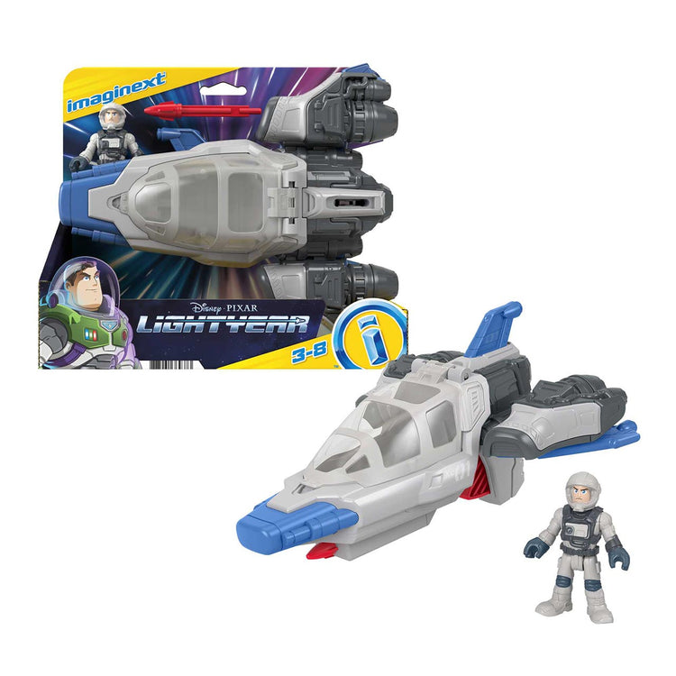 Imaginext Vaisseau spatial Hyperspeed Explorer et figurine articulée Buzz l’Éclair, Propulseurs et les Ailes mobiles