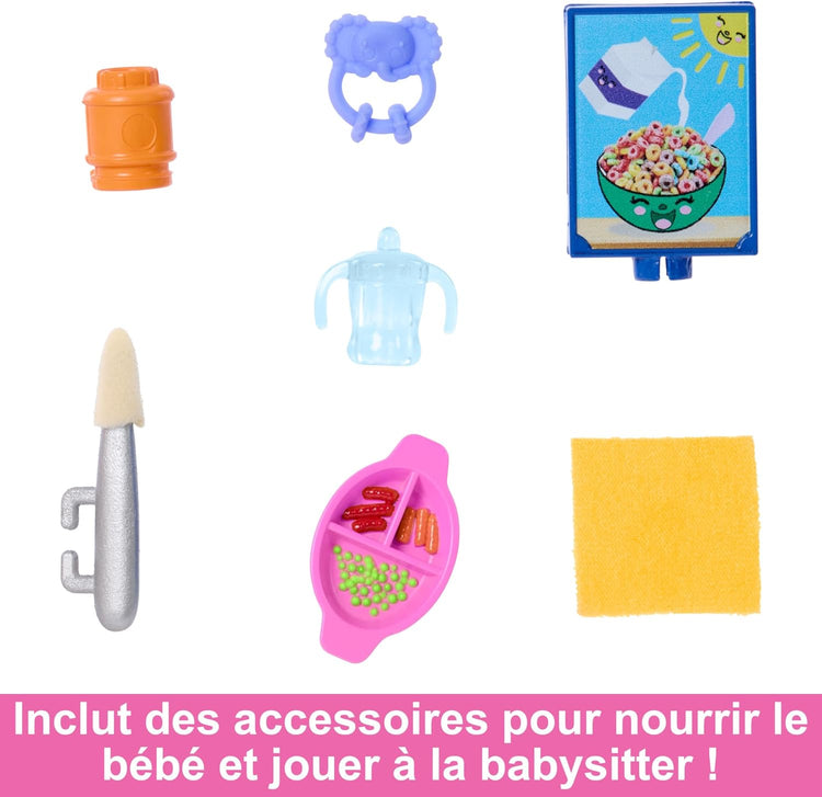 MATTEL Poupée Barbie Skipper Babysitter - Repas de bébé