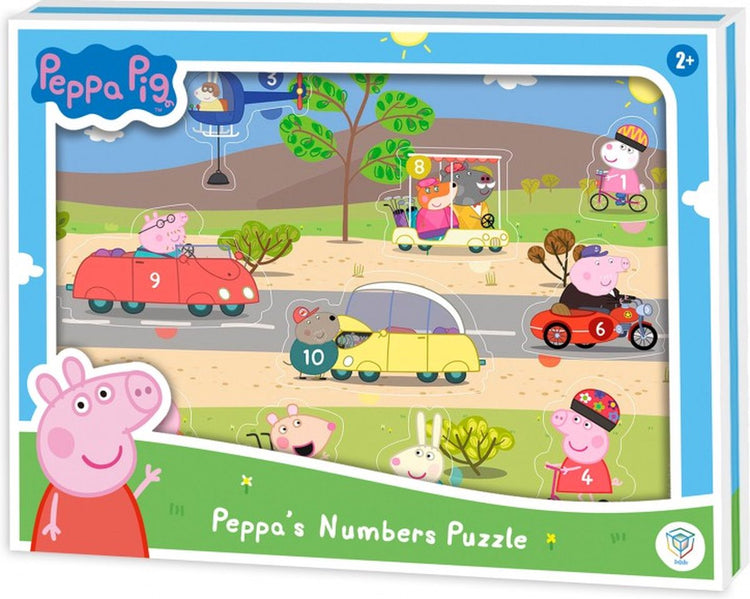 Puzzle en bois Peppa Pig 10 pièces - Puzzle de formes avec chiffres