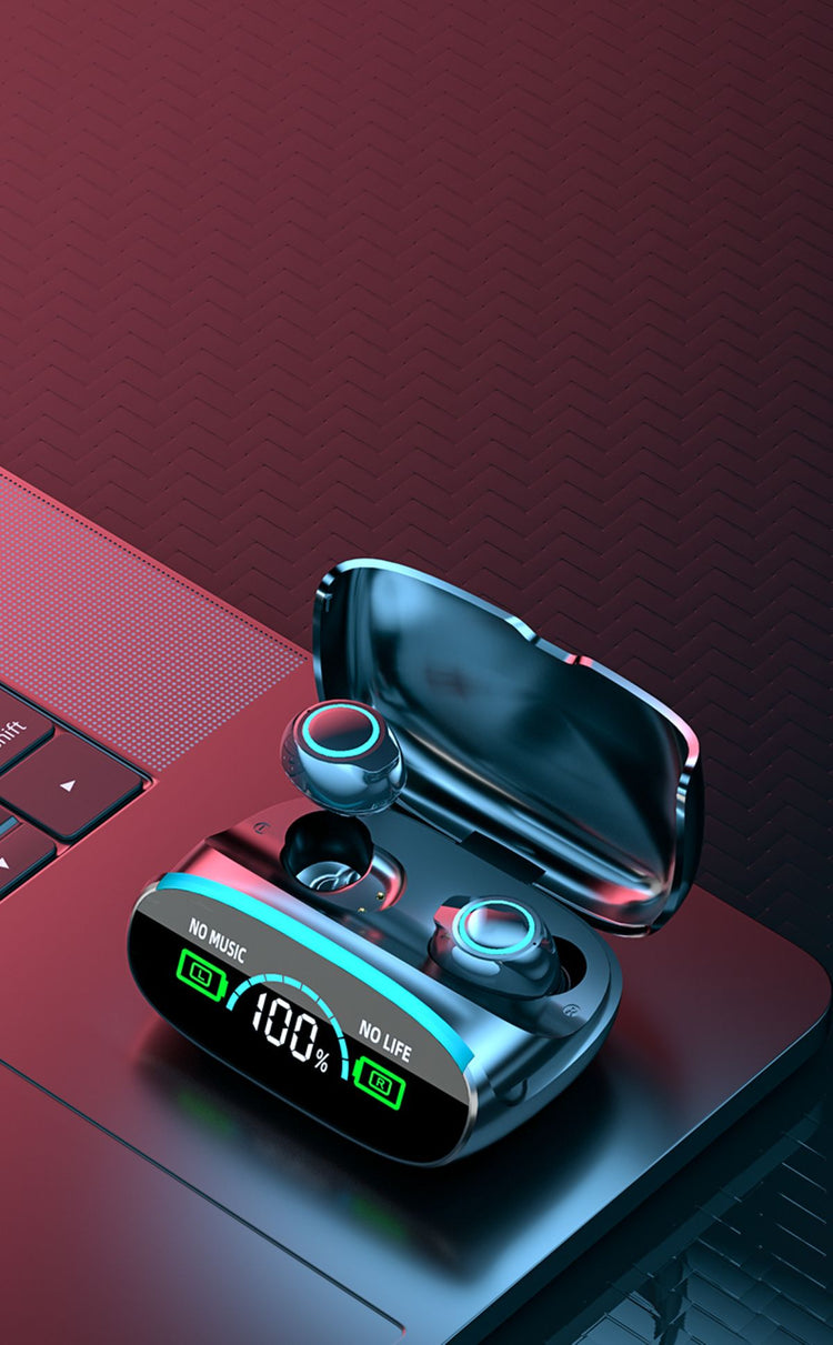 Ecouteurs sans fil (TWS) Bluetooth 5.3 - affichage LED -  Edition Space Mountain + boitier chargeur   couleur Noir