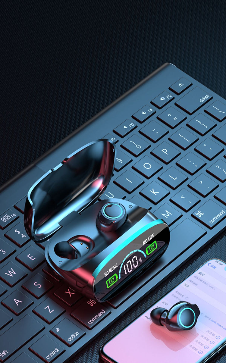 Ecouteurs sans fil (TWS) Bluetooth 5.3 - affichage LED -  Edition Space Mountain + boitier chargeur   couleur Noir