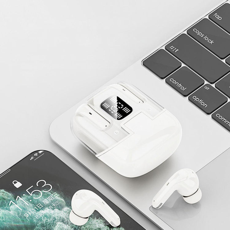 Écouteurs sans fil  TWS Edition CRYSTAL , Bluetooth 5.5  nouvelle gereration écran tactile, suppression du bruit b fond d'écran HiFi couleur Blanc