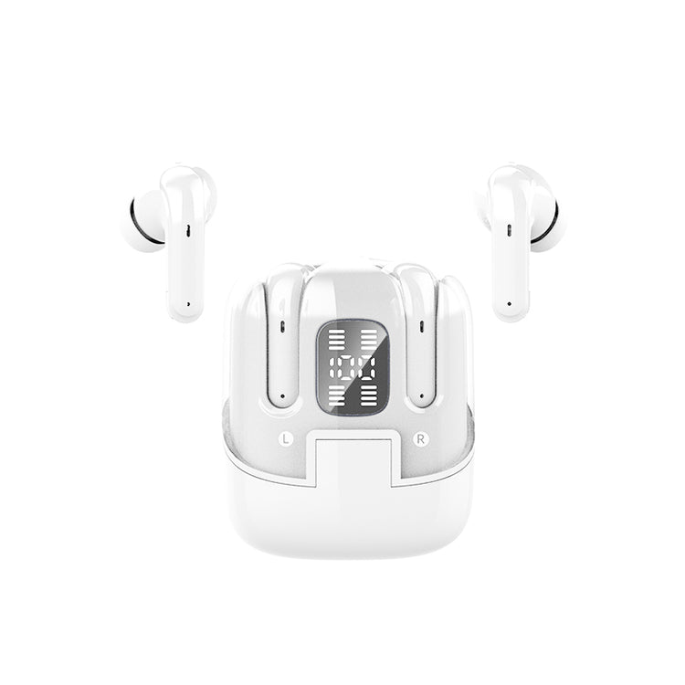 Écouteurs sans fil  TWS Edition CRYSTAL , Bluetooth 5.5  nouvelle gereration écran tactile, suppression du bruit b fond d'écran HiFi couleur Blanc