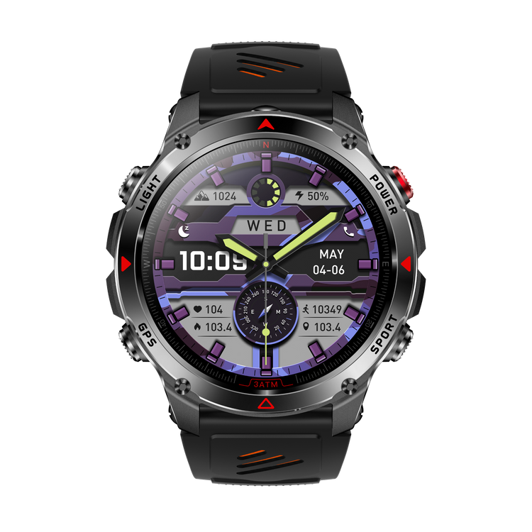 Montre connectée AMOLED  NASA GPS edition Ultra Pro 2  . écran couleur haute définition de 1,43 pouce - (avec bracelet silicone) couleur Noir