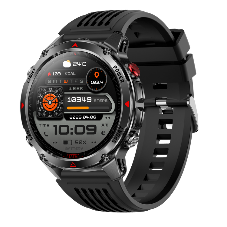 Montre connectée AMOLED  NASA GPS edition Ultra Pro 2  . écran couleur haute définition de 1,43 pouce - (avec bracelet silicone) couleur Noir
