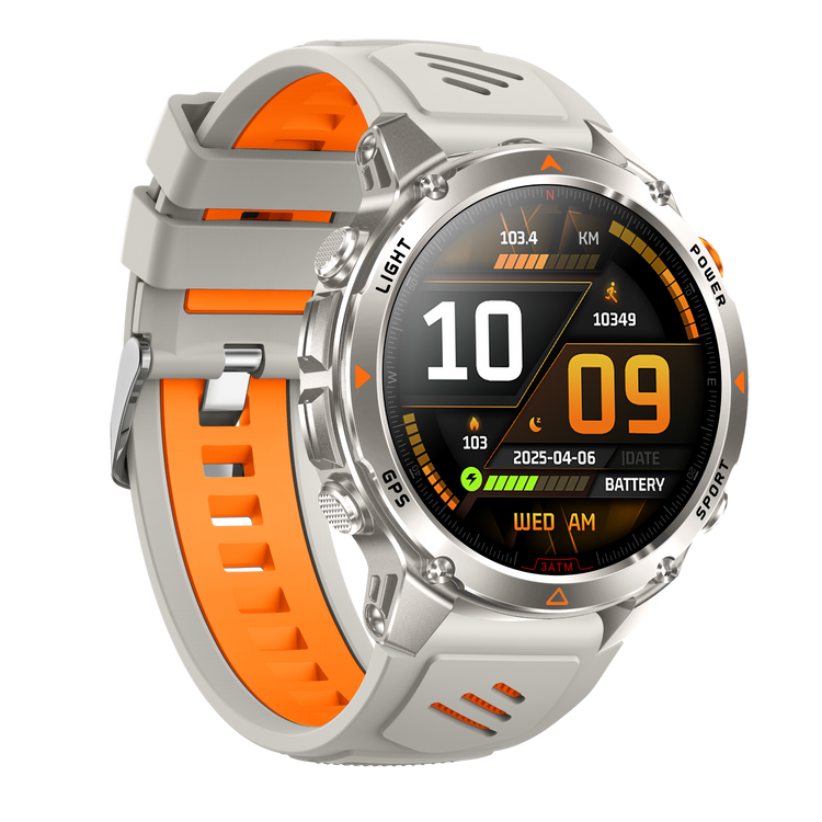 Montre connectée AMOLED  NASA GPS edition Ultra Pro 2  . écran couleur haute définition de 1,43 pouce - (avec bracelet silicone) couleur Gris Orange