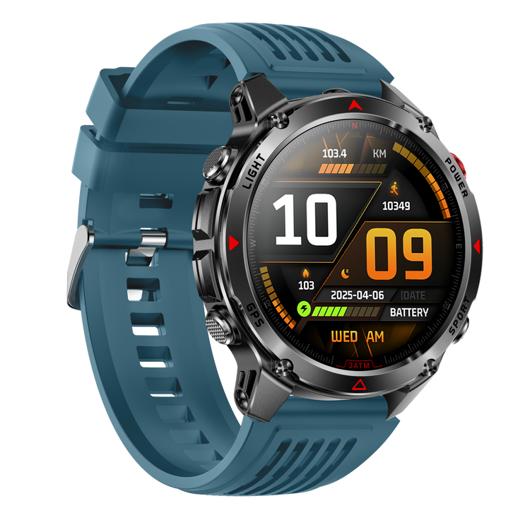 Montre connectée AMOLED  NASA GPS edition Ultra Pro 2  . écran couleur haute définition de 1,43 pouce - (avec bracelet silicone) couleur Bleu Gris